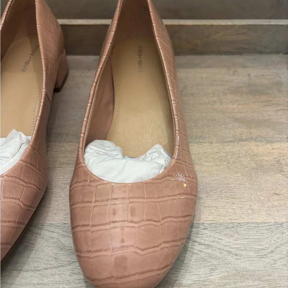 Easy spirit Crocodile-Embossed Pink ball Low Heel Dress Shoes Sz‎ 10m new